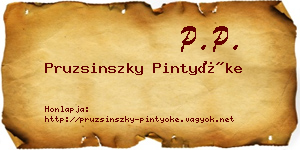 Pruzsinszky Pintyőke névjegykártya